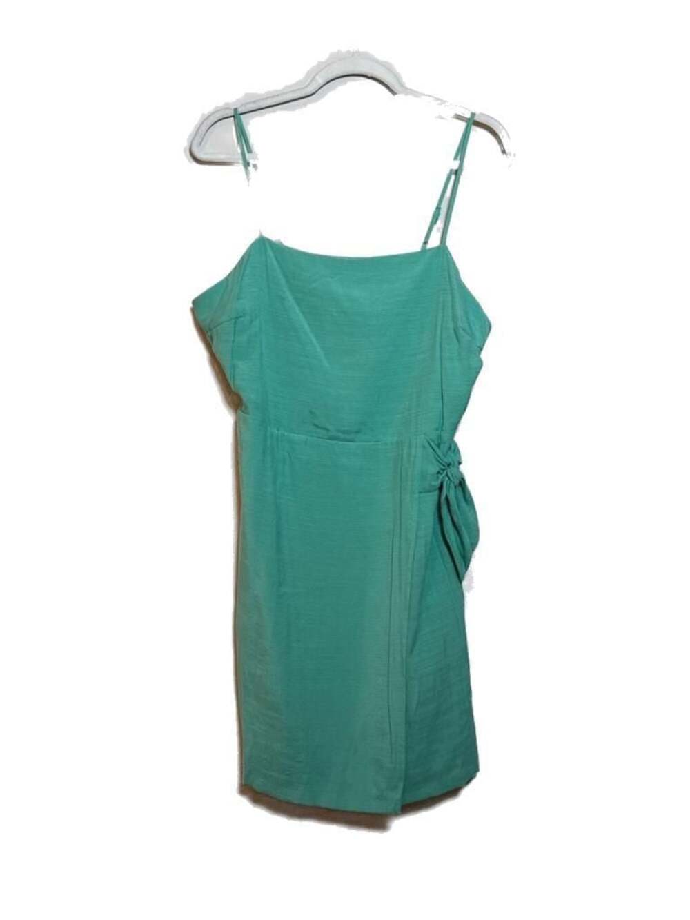 L Nine West Sleeveless Spaghetti Strap Side-Tie Faux Wrap Mini Dress